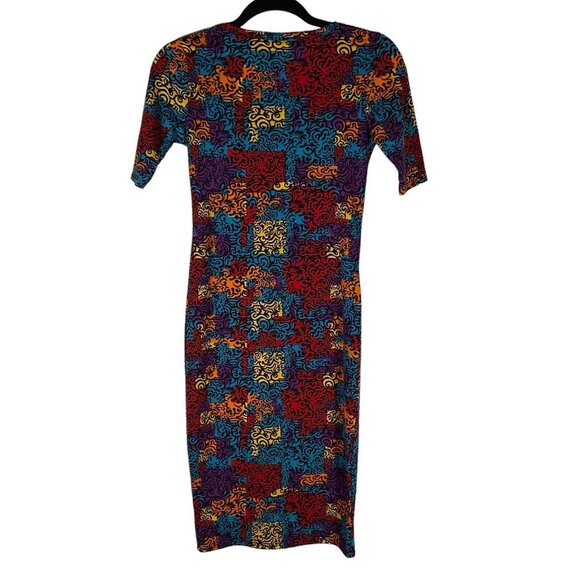 LuLaRoe JULIA Dress Size XXS Geometric Casual Colorblock Multicolor Bodycon - Picture 7 of 7